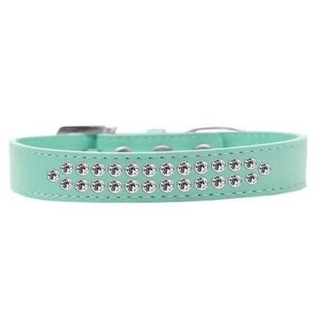 UNCONDITIONAL LOVE Two Row Clear Crystal Dog CollarAqua Size 12 UN920577